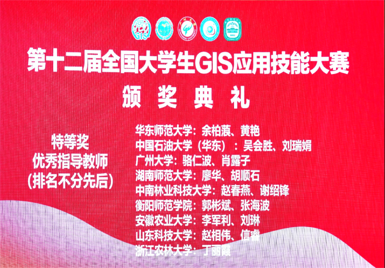 第十二届GIS技能大赛获奖老师